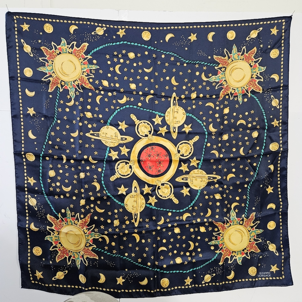 Gianni Versace 32" Square Silk Women's Ladies Neck Scarf Accessories with Sun Mo